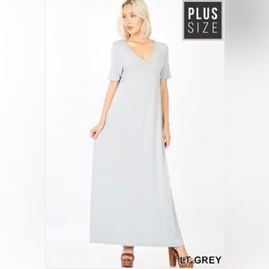 Light Grey Plus size 1X short sleeve Maxi dress.  New with tags.